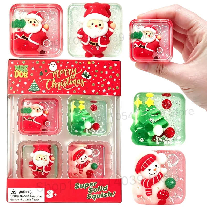 Fidget Cube Original - Set de 4 mini cubos navideños,