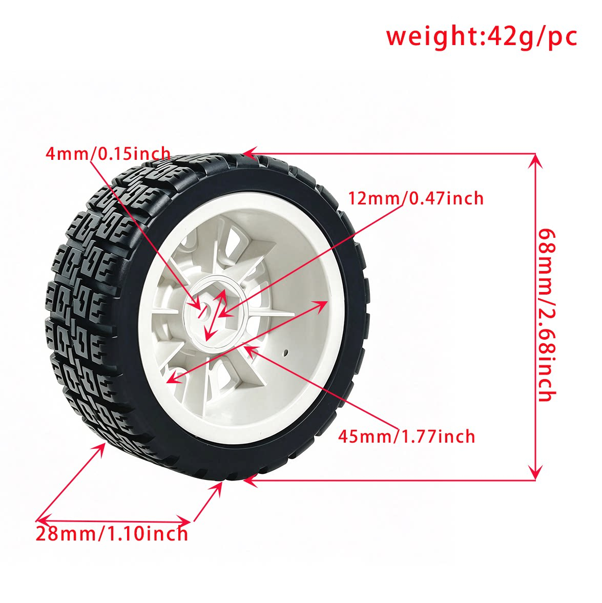 Juego de 4 neumáticos de 68 mm - Tamiya Model Rc Car reseña y precio